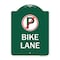 Signmission No Parking Symbol Bike Lane, Green & White Aluminum Architectural Sign, 18" x 24", GW-1824-23817 A-DES-GW-1824-23817 - alternate 1